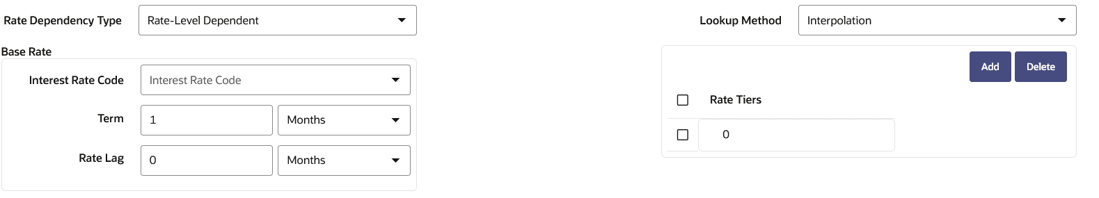 Rate Dependency Pattern Rule after selecting Rate-Level Dependent option