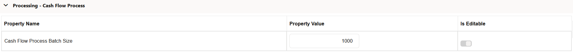 Processing-Cash Flow Process section of Application Preference