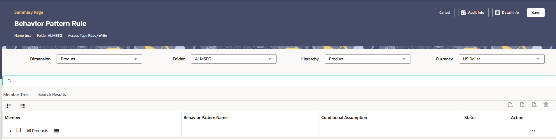 Behavior Pattern Rule Page