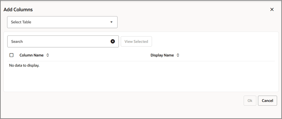 Add Columns window Add Columns window