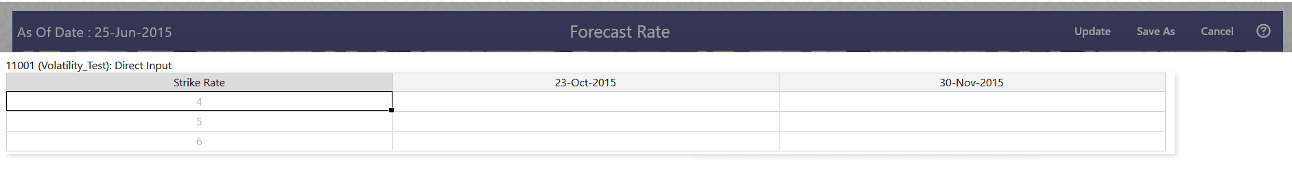 Direct Input window Direct Input window