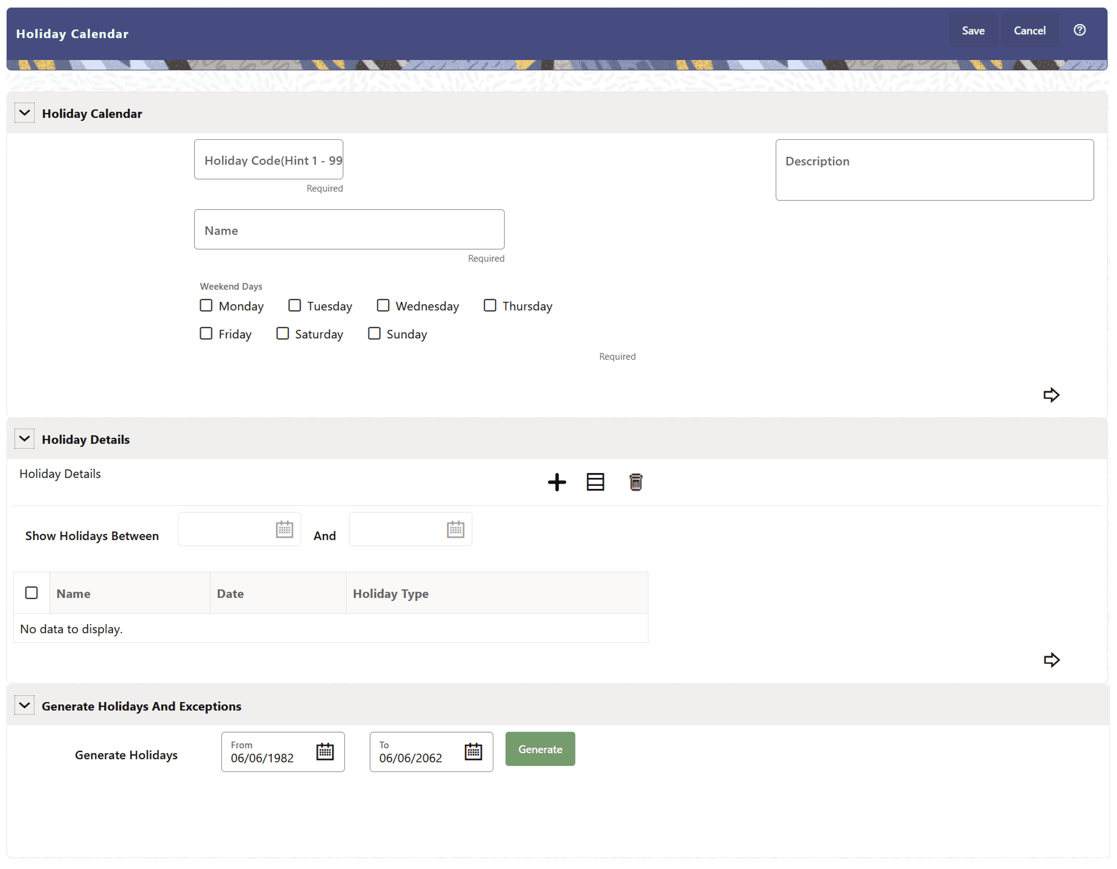 Holiday Calender Details Page Holiday Calender Details Page