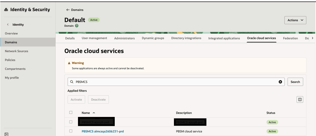 Oracle Cloud Services