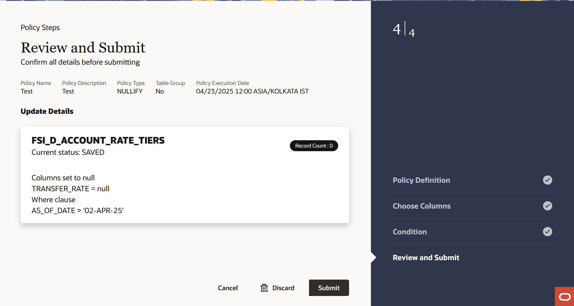 Preview and Submit section