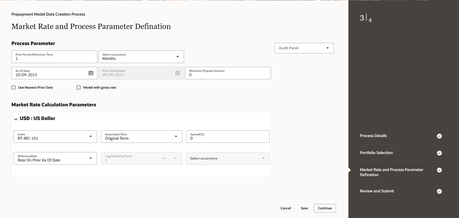 Market Rate and Process Parameter Definition