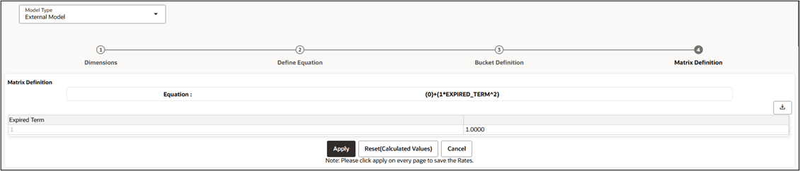 Matrix Definition Section