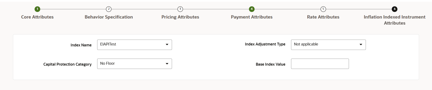 Inflation Adjustment Attributes section