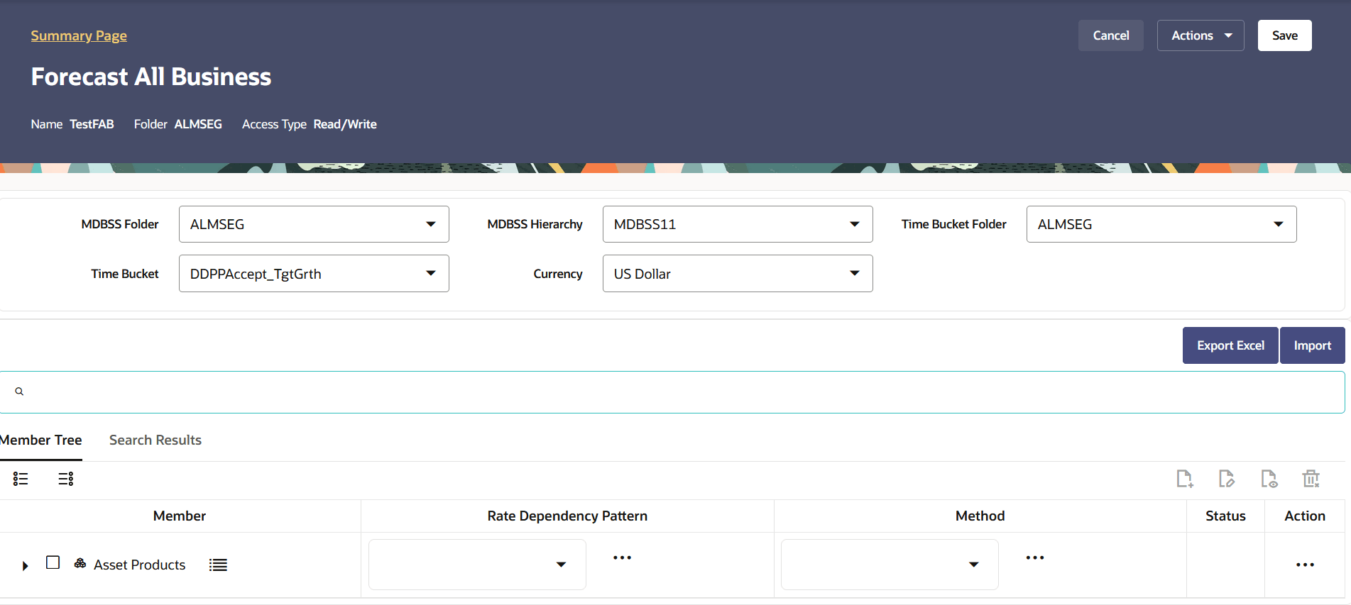 Forecast All Balance Rule page