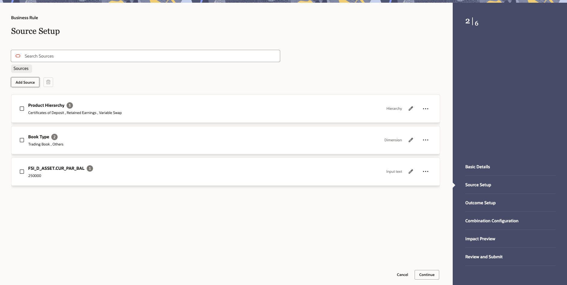 Source Setup Summary
