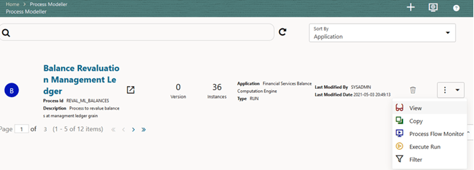 Balance Revaluation Management Ledger process - Select Execute Run