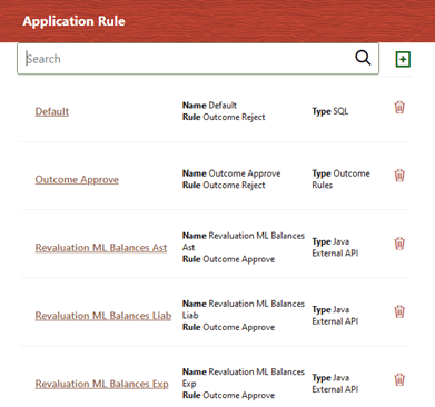 Balance Revaluation Management Ledger process with Application Rule tab details