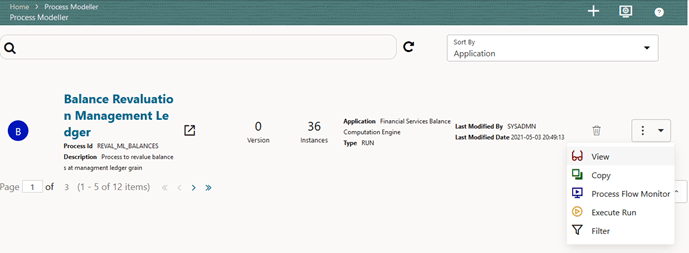 Balance Revaluation Management Ledger process - Select Execute Run