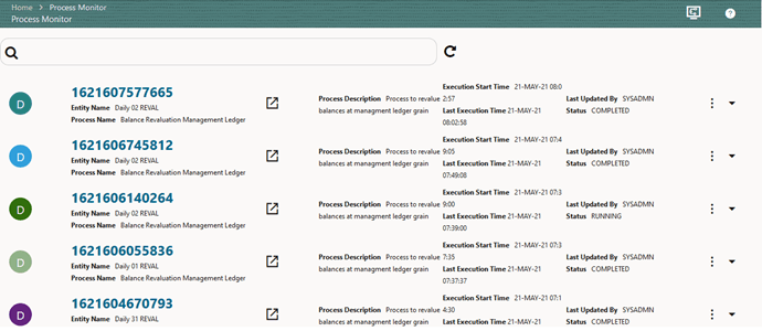 Balance Revaluation Management Ledger Process – Process Monitor Page – Select Job ID