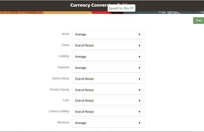 Currency Conversion Settings