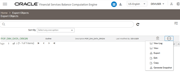 Export Objects Page