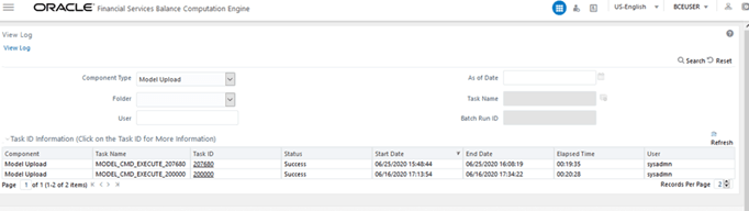 Select the Component Type and other Attributes in the View Log