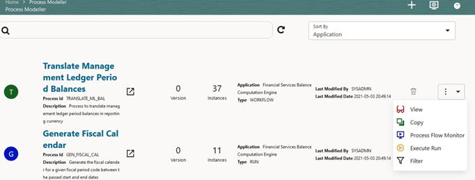 Translate Management Ledger Period Balances process - Select Execute Run