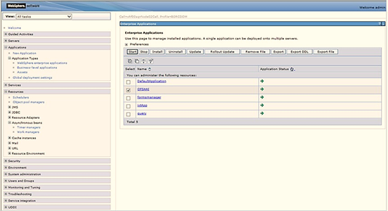 This illustration displays the Enterprise Applications page. Click OFS AAI instance hyperlink to open the OFS AAI configuration section.