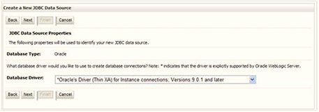 Enter JDBC data source Name, JNDI Name, and select the Database Type from the drop-down list.