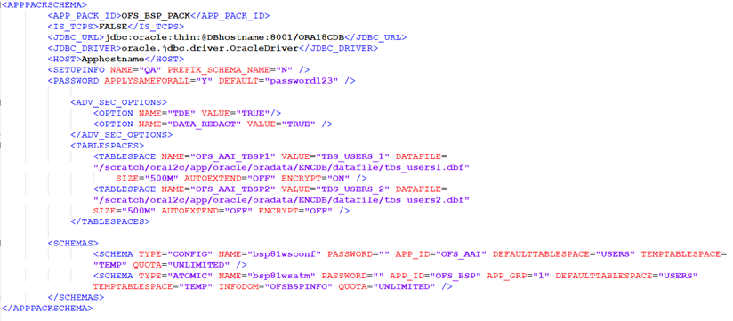 This illustration shows a sample of the OFS_BSP_SCHEMA_IN.xml file.