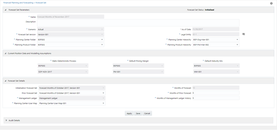 The Forecast window allows you to define a new forecast set. The Forecast window allows you to define a new forecast set.