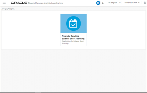 This illustration shows the OFSAA Landing Page which is displayed after you log in.