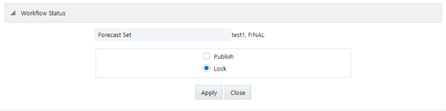 This window displays the final workflow status of the selected Forecast Set.