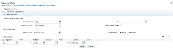 This illustration is the Adjustment Rule (Definition Mode) that allows you to define the Adjustment Rule Details.