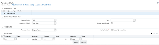 This illustration is the Adjustment Rule (Definition Mode) that allows you to define the Adjustment Rule Details.