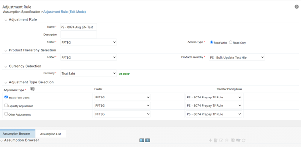 This screen allows you to edit the parameters that are defined earlier for the Adjustment Rule. Also, you can define the Product Hierarchy Selection, Currency Selection, and Adjustment Type Selection. This screen allows you to edit the parameters that are defined earlier for the Adjustment Rule. Also, you can define the Product Hierarchy Selection, Currency Selection, and Adjustment Type Selection.