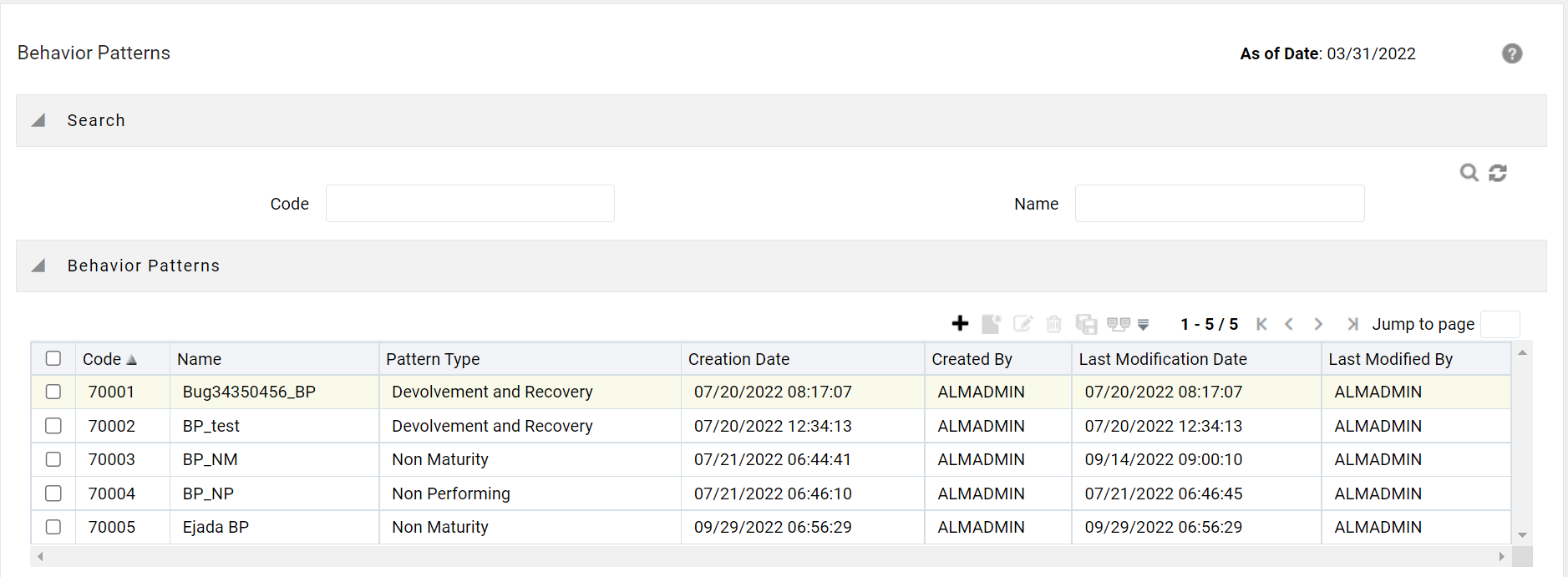 Behavior Pattern Summary Page