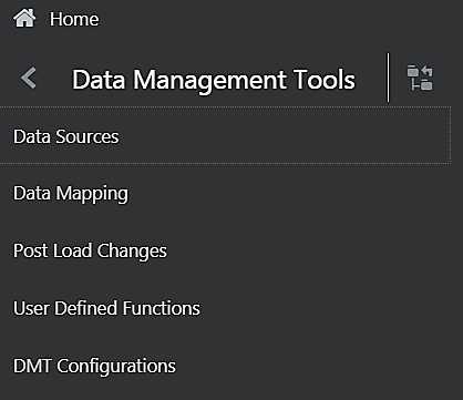 This image displays the Data Management Tools menu. This image displays the Data Management Tools menu.