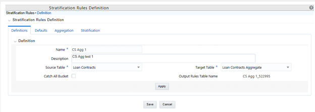 Stratification Rules Definition page