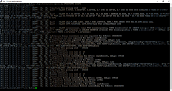 This illustration is a sample screen for exporting the Dimensions using Putty session. This illustration is a sample screen for exporting the Dimensions using Putty session.