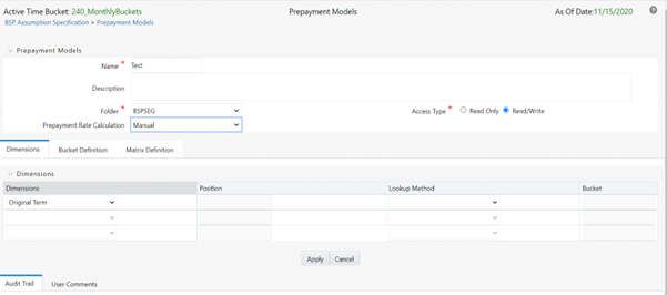 The Prepayment Models screen allows you to define a new prepayment model. The Prepayment Models screen allows you to define a new prepayment model.
