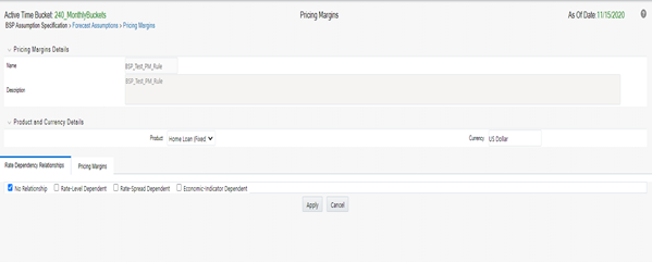 This screen is an example of Pricing Margin Rule definition.