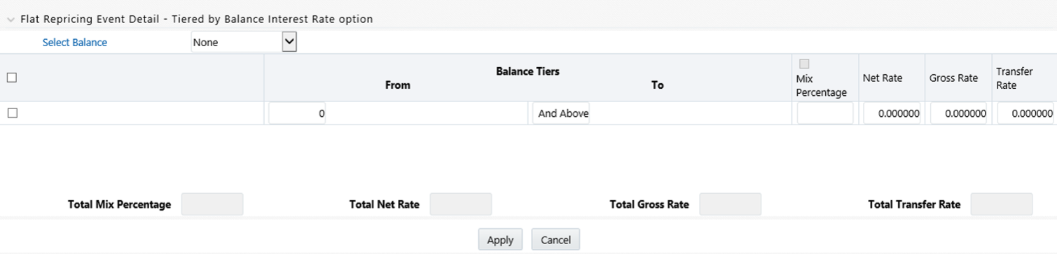 Flat Repricing Pattern Detail Pane