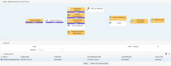 The Static Deterministic Process Flow screen allows you to define the required details for BSP processing.