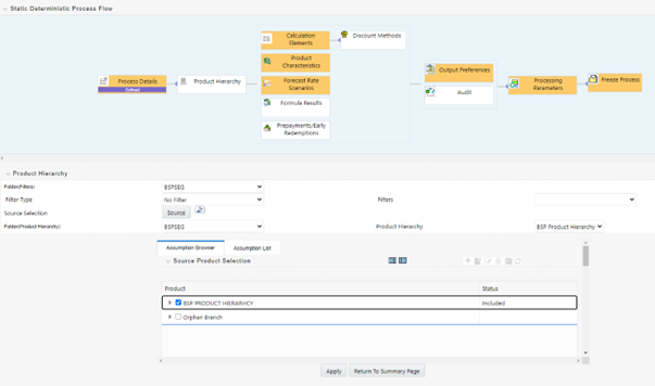 The Static Deterministic Process Flow screen allows you to define the required details for BSP processing.