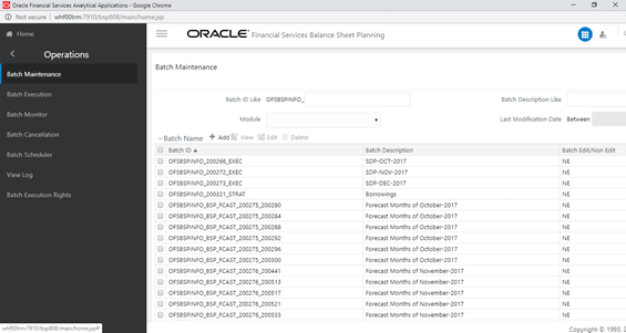 The Batch Maintenance window is used to view the Simplified Batches, but you cannot edit them. Create and modify them within the Simplified Batch window.