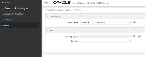 This is the Planning Administrator's view of the Planning screen. Administrators have access to Planning Center User Maps and Forecast Sets on their LHS menu.