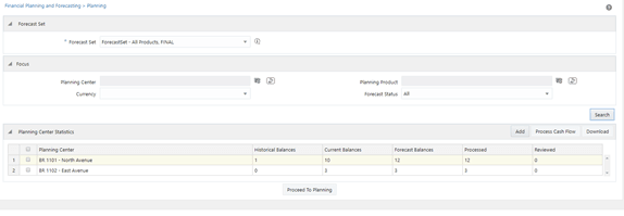 In this screen, you can select a single Planning Center, multiple Planning Centers, or all Planning Centers.