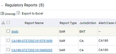 Regulatory Reports List Regulatory Reports List