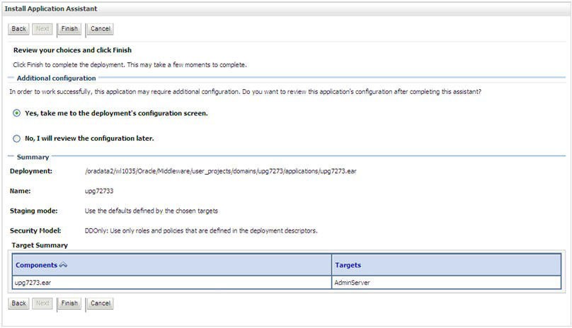 This image shows the Deployment Summary screen. This image shows the Deployment Summary screen.