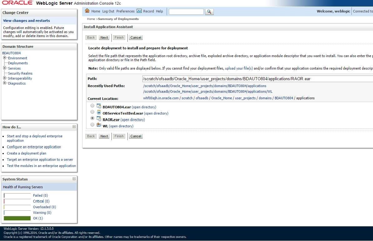 This image shows the Install Application Assistance screen.
