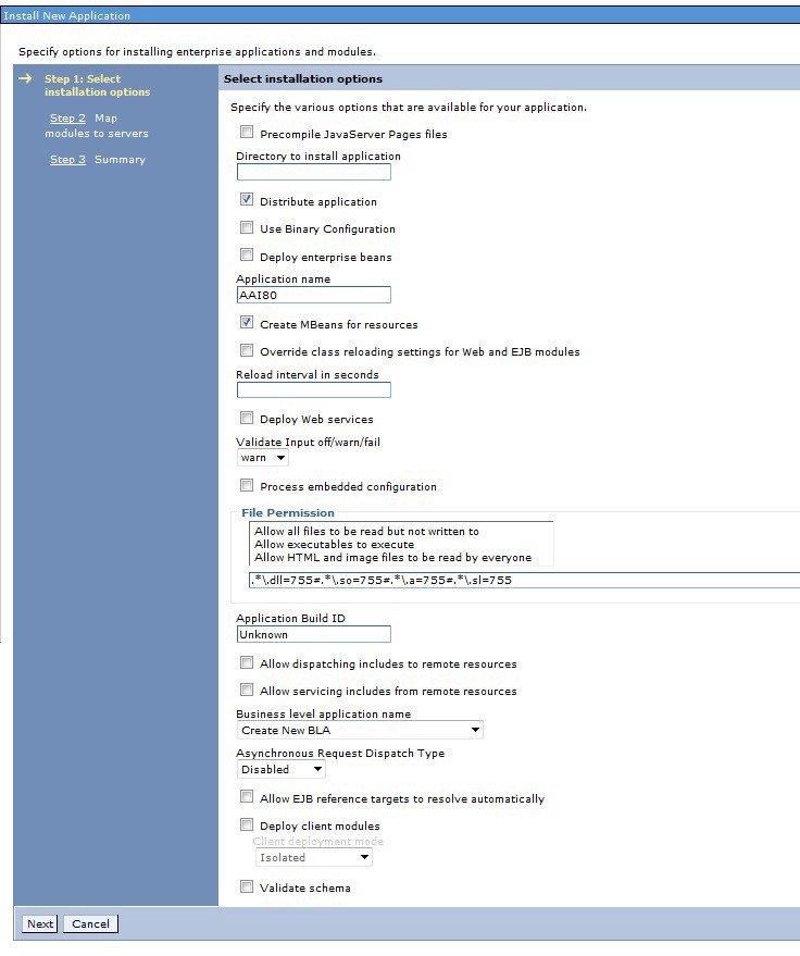 This image shows the Install New Application AAI screen. This image shows the Install New Application AAI screen.