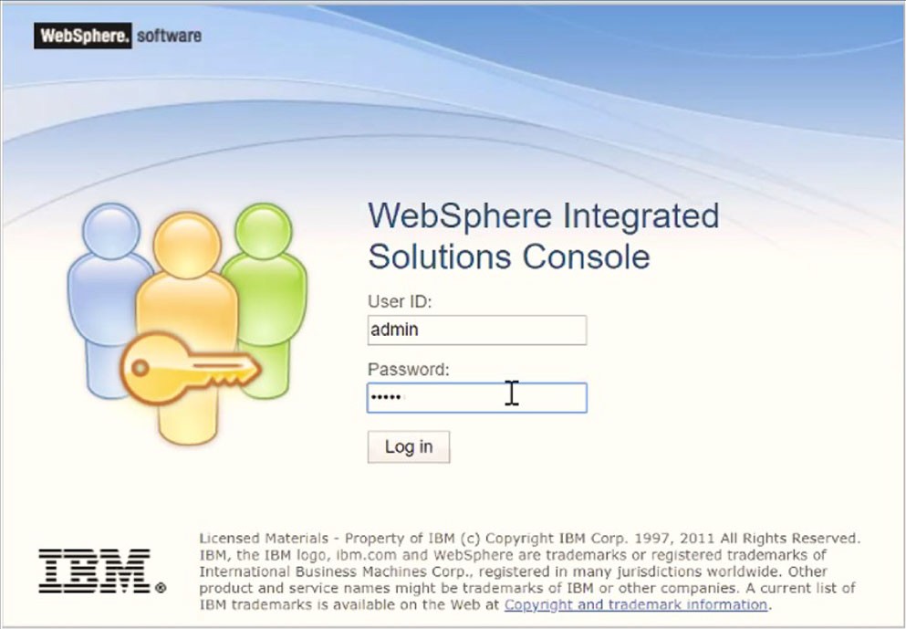 This image shows the Integrated Solutions Console Login page. This image shows the Integrated Solutions Console Login page.