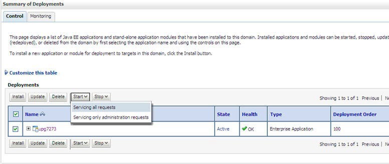 This image shows the Settings for Deployment Name screen. This image shows the Settings for Deployment Name screen.