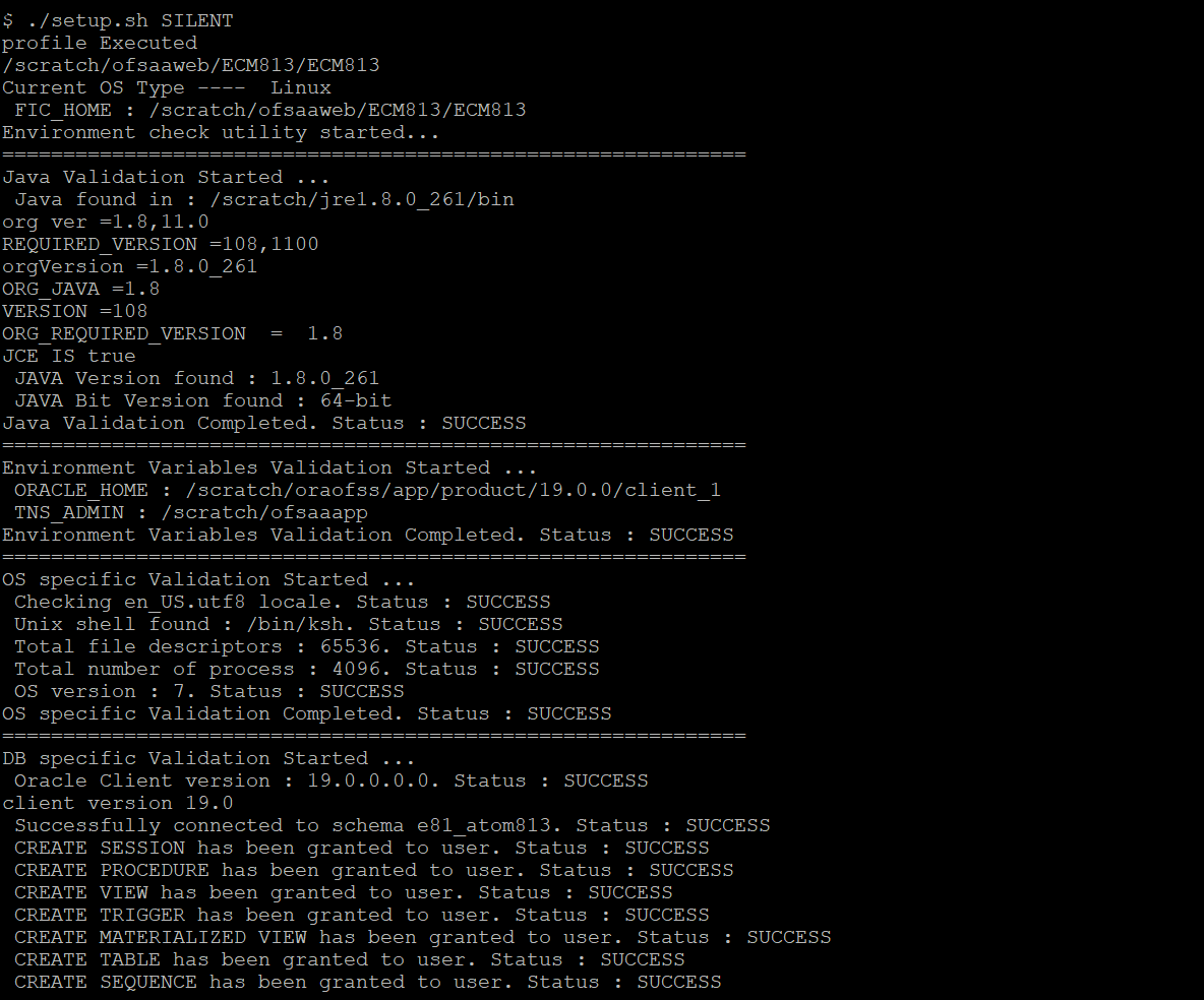 This image shows the execution of ./setup.shSILENT command. This image shows the execution of ./setup.shSILENT command.