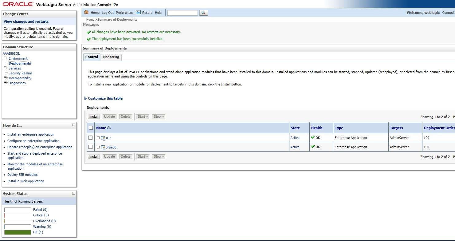 This image shows the Summary of Deployment page with ILP screen.